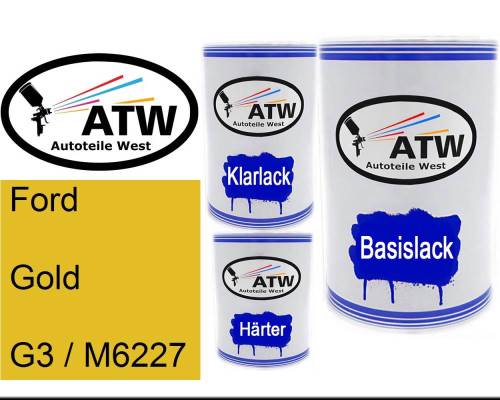 Ford, Gold, G3 / M6227: 500ml Lackdose + 500ml Klarlack + 250ml Härter - Set, von ATW Autoteile West.